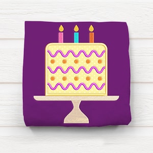 Birthday Cake on Stand Applique Embroidery Design
