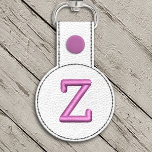 Letter Z Round ITH Key Fob In the Hoop Embroidery Design