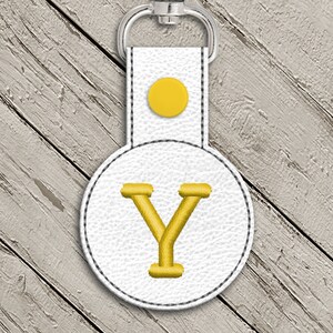 Letter Y Round ITH Key Fob In the Hoop Embroidery Design
