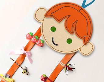 Archivo de bordado con apliques para lazos de pelo con cara de niña ITH