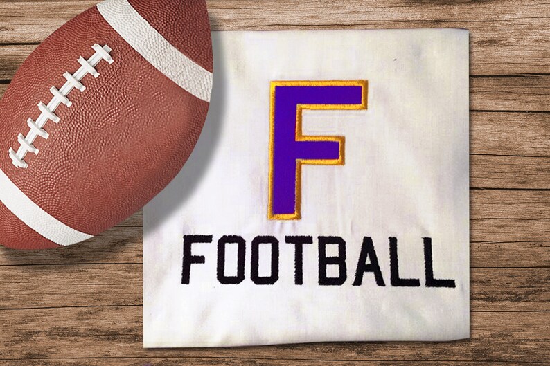 F is for Football Applique Embroidery Design image 1