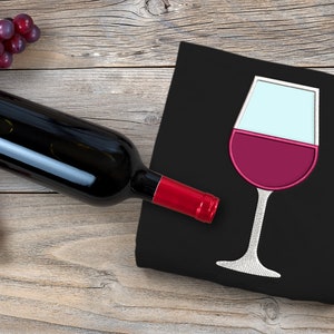 Wine Glass Applique Embroidery Design File