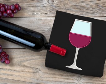 Wine Glass Applique Embroidery Design File