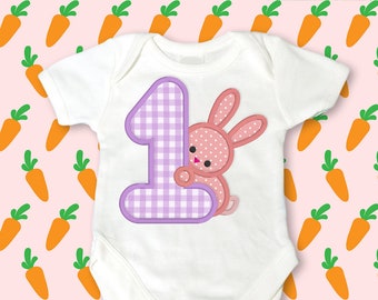 First Easter 1 with Bunny Applique Embroidery Design