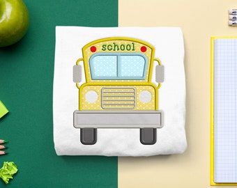 School Bus Front Applique Embroidery Design