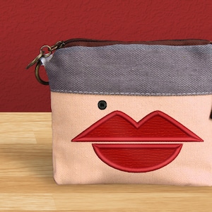 Lips and Beauty Mark Applique Embroidery Design File