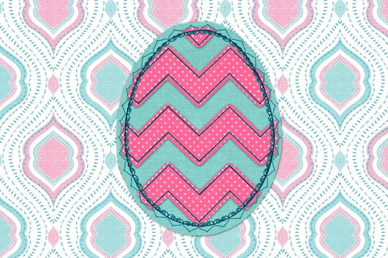 Raggy chevron easter egg with heart lace edge applique  etsy