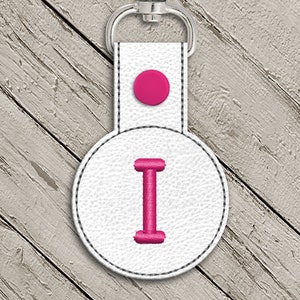 Letter I Round ITH Key Fob In the Hoop Embroidery Design