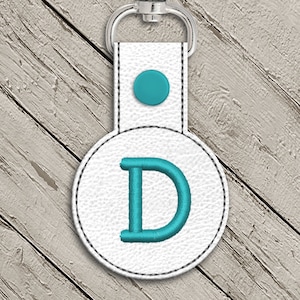 Letter D Round ITH Key Fob In the Hoop Embroidery Design