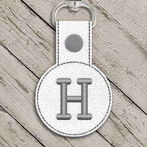 Letter H Round ITH Key Fob In the Hoop Embroidery Design