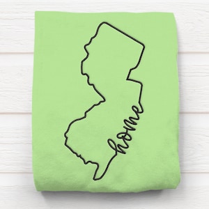 New Jersey Home State Outline Embroidery Design