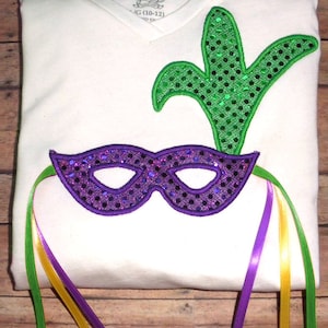 Mardi Gras Costume Mask Applique Embroidery Design