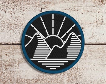 Mountain Line Art ITH Patch or Mini Applique Embroidery File