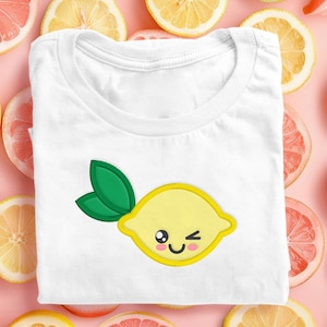 File per ricamo con applicazione di limone in stile cartone animato
