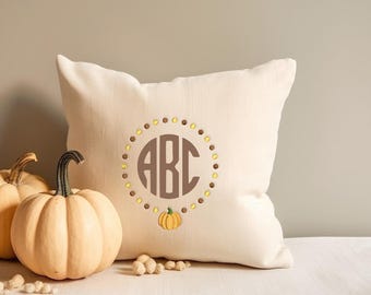 Fichier de broderie de cadre monogramme citrouille