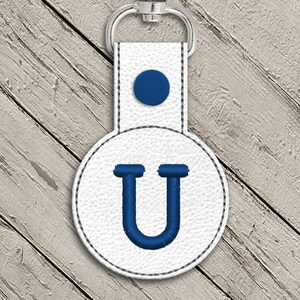 Letter U Round ITH Key Fob In the Hoop Embroidery Design