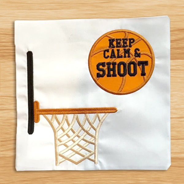 Keep Calm & Shoot Basketball and Hoop Applique Embroidery Design