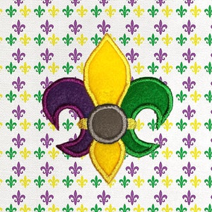 Fleur de Lis with Round Monogram Area Applique Embroidery Design
