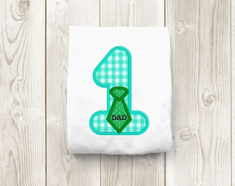 Number 1 Dad with Tie Applique Embroidery Design