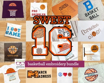 Sweet 16 BASKETBALL Applique Embroidery Design Bundle