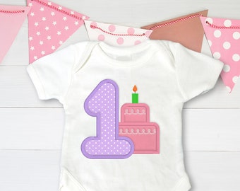 First Birthday 1 with Cake Applique Embroidery File
