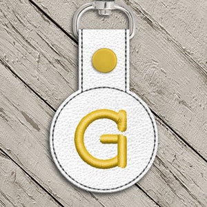 Letter G Round ITH Key Fob In the Hoop Embroidery Design