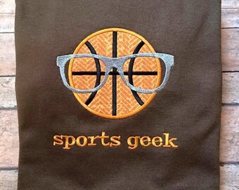 Sports Geek Basketball Applique Embroidery Design