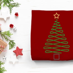 Swirly Christmas Tree Outline Embroidery Design