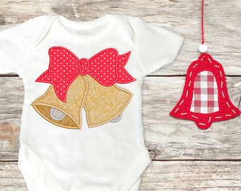 Christmas Bells with Bow Applique Embroidery Design File