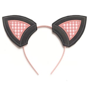 Arquivo de bordado com apliques deslizantes para faixa de cabeça ITH com orelhas de gato