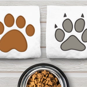 Dog and Cat Paw Applique Embroidery Design Duo