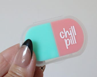 mini chill pill pill box | stash jar | pill organizer | medicine cabinet | purse | vitamin | container | compartment | travel case | small