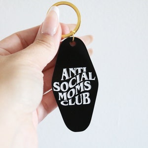 anti social moms club motel keychain | CHOOSE YOUR COLOR | motherhood | mother's day | birthday | shower | key chain | retro | introvert