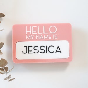 custom reusable 'hello my name is' name tag | CHOOSE YOUR COLOR | badge | work | conference | meeting | student | personalized | magnet