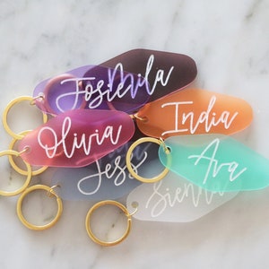 colorful frosted motel keychain | custom calligraphy name | CHOOSE YOUR COLOR | back to school | personalized | gift | backpack | key chain