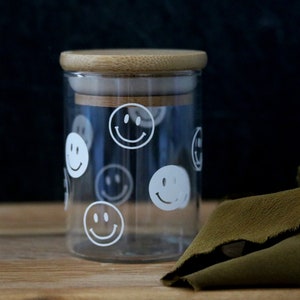 happy face stash jar | 2 sizes | stash jar container | stash box | holder | witch
