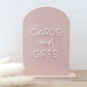 acrylic arch cards and gifts sign | acrylic wedding sign | wedding decor | arched | wedding reception | acrylic | gift table | card table