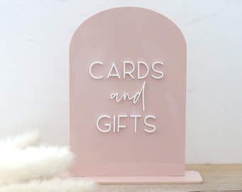 acrylic arch cards and gifts sign | acrylic wedding sign | wedding decor | arched | wedding reception | acrylic | gift table | card table