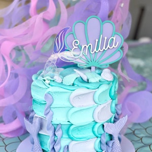 custom mermaid clam shell acrylic cake topper | birthday | mermaid party | mermaid birthday cake | smash cake | mermaid theme