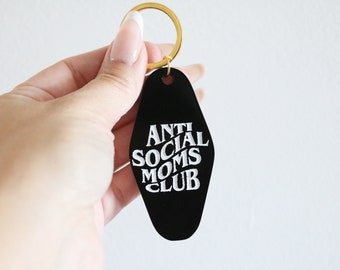 anti social moms club motel keychain | CHOOSE YOUR COLOR | motherhood | mother's day | birthday | shower | key chain | retro | introvert