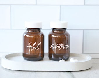 custom calligraphy MINI amber glass pill bottle | custom organization | medicine cabinet | medicine label organization | farmhouse | vitamin
