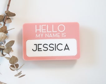 custom reusable 'hello my name is' name tag | CHOOSE YOUR COLOR | badge | work | conference | meeting | student | personalized | magnet