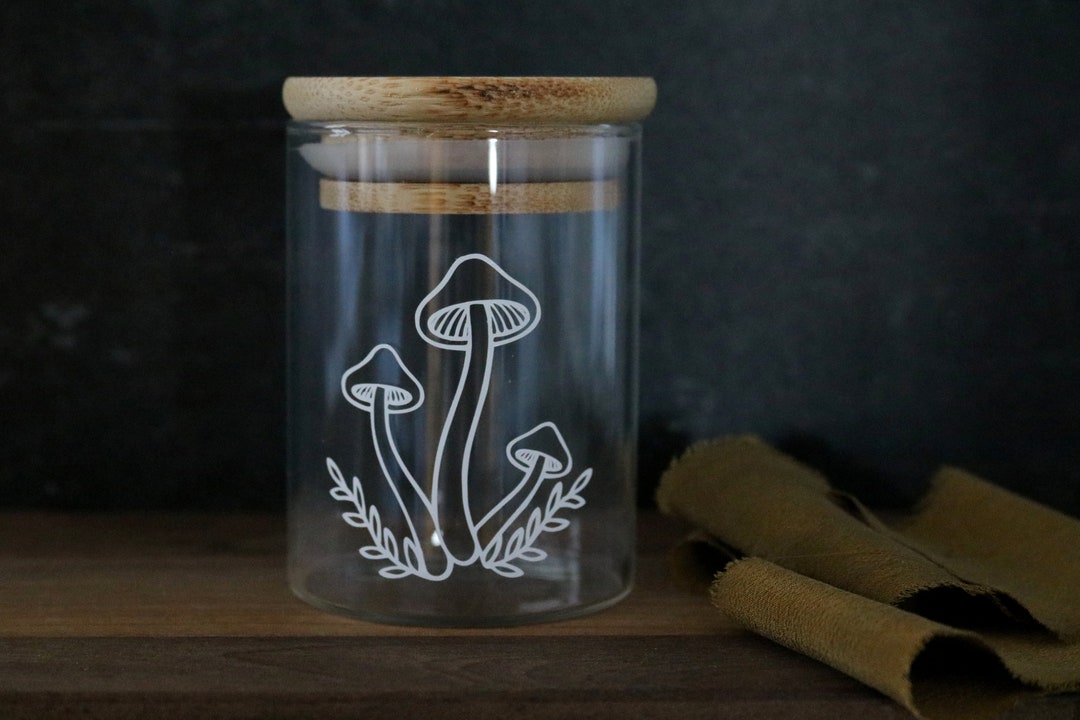 Floral Mushroom Stash Jar 2 Sizes Stash Jar Container Etsy