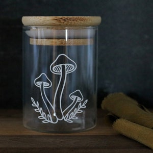 floral mushroom stash jar | 2 sizes | stash jar container | stash box | holder