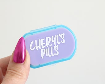 custom mini pill box | stash jar | pill organizer | medicine cabinet | purse | vitamin | container | compartment | travel case | small