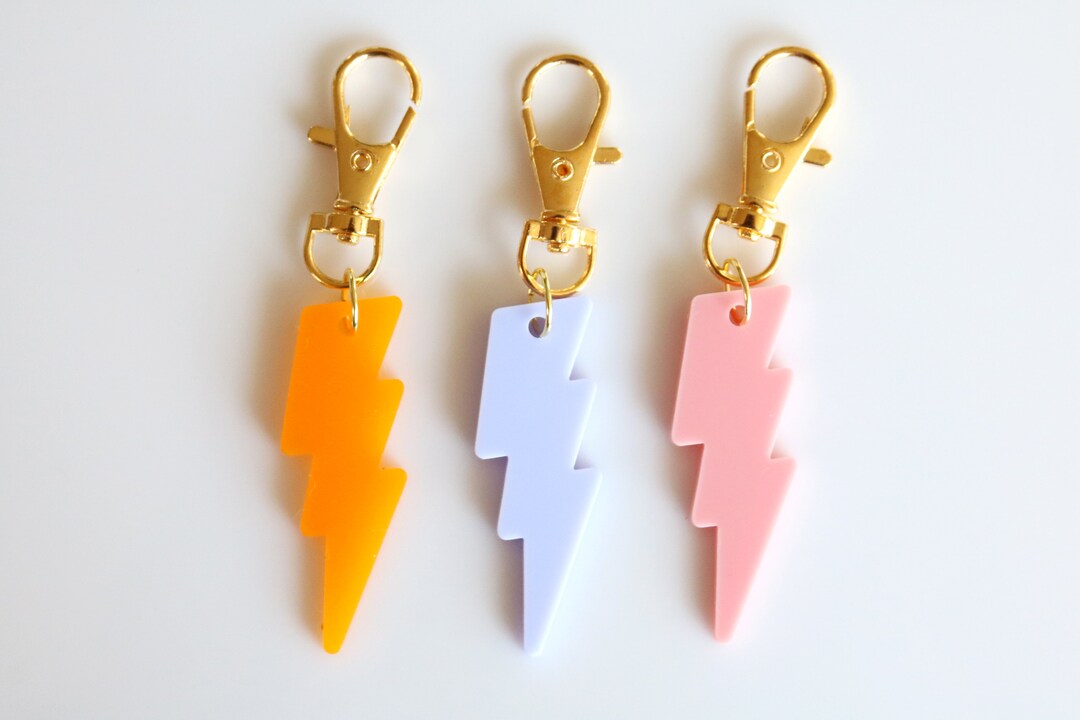 Colorful Lightening Bolt Keychain CHOOSE YOUR COLOR Back to School Gift
