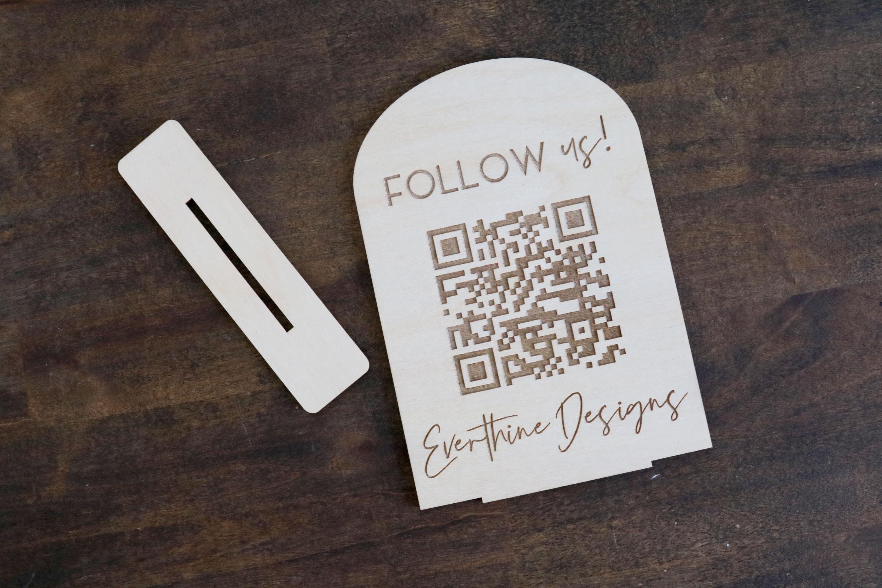 Wood Social Media QR Code Business Sign | Follow Us | Small Business ...