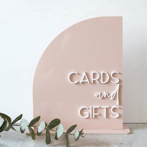 acrylic half arch cards and gifts sign | acrylic wedding sign | wedding decor | arched | wedding reception | acrylic | gift table | card box