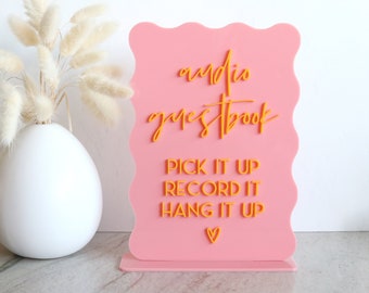 acrylic wavy audio guestbook sign | guestbook sign | retro wave | acrylic wedding sign | wedding decor | reception | acrylic | guestbook