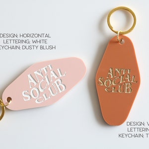anti social club motel keychain | CHOOSE YOUR COLOR | anti social | gift | birthday | anxious | key | retro | introvert | adhd | alone Bild 5